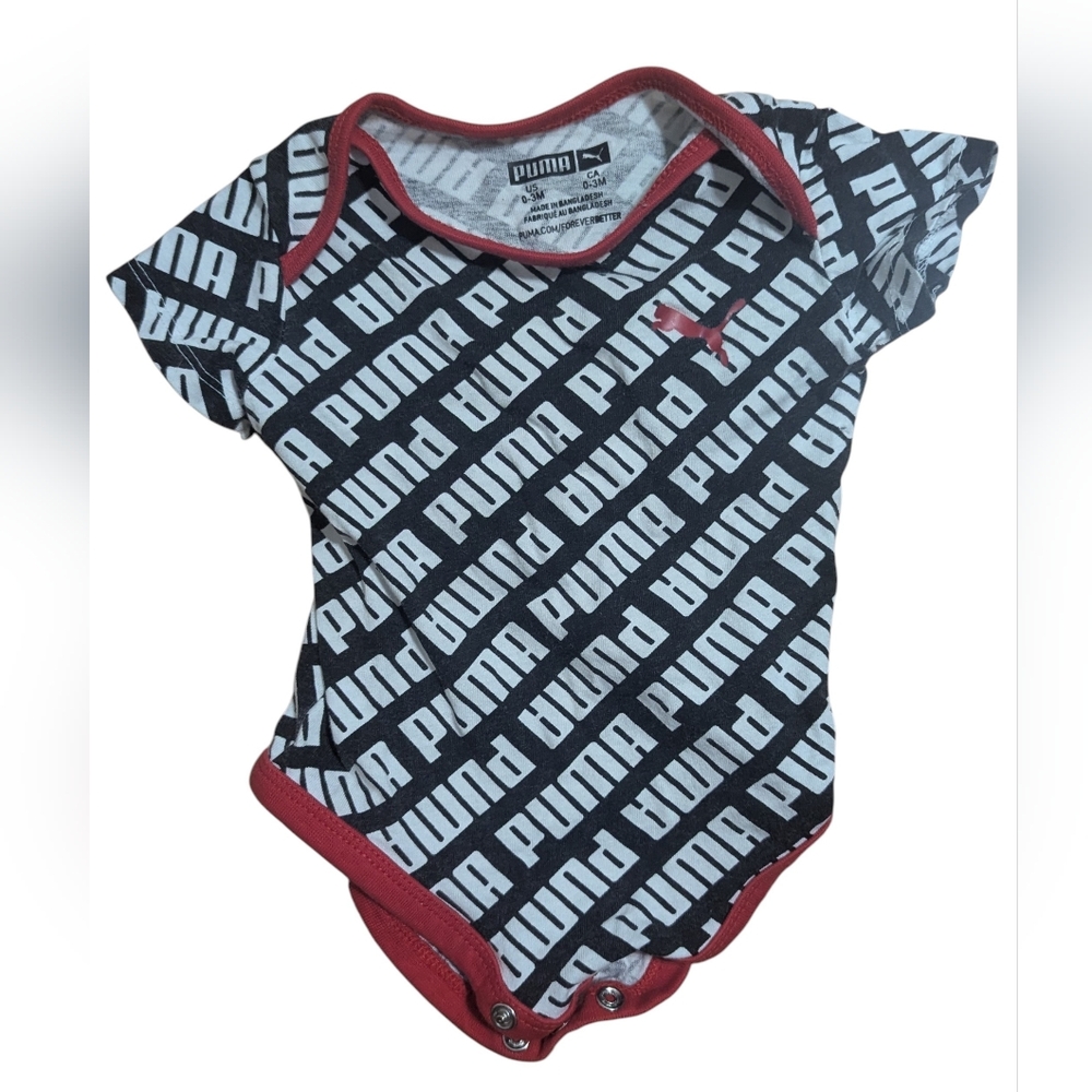PUMA Black and White Bodysuit with Red Accents